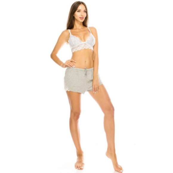 Women's Super soft & lace bra set Grey/White - Picture 1 of 4